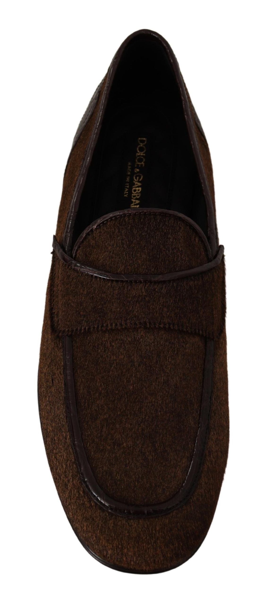 Dolce & Gabbana Elegant Brown Caiman Leather Men's Loafers