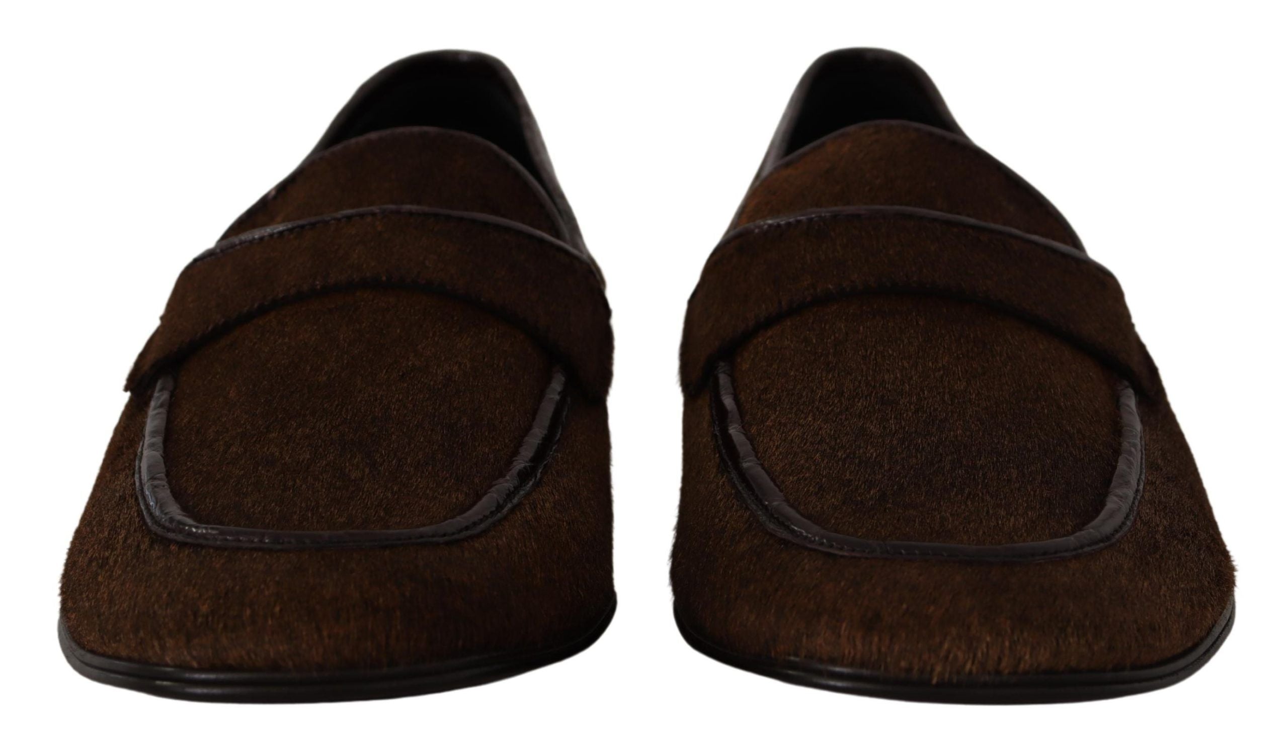 Dolce & Gabbana Men's Dress Loafers Brown Leather Slip Men's Shoes