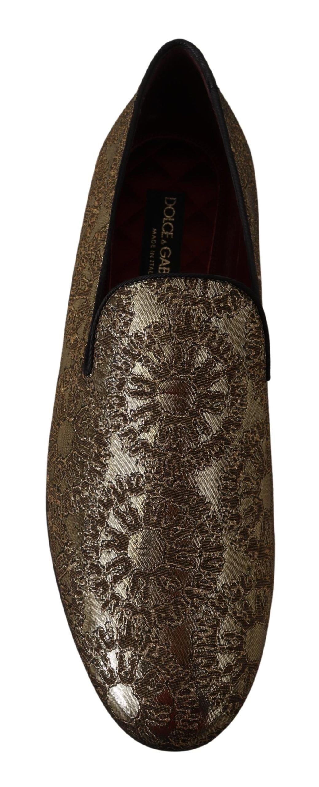 Dolce & Gabbana Gold Tone Loafers Slides Dress Men's Shoes