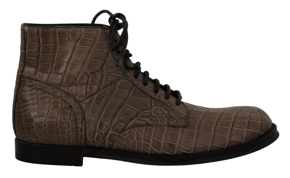 Dolce & Gabbana Gray Brogue Shoes Leather lace ups Dolce & Gabbana Grey size 9.5 US in Leather  main image 2