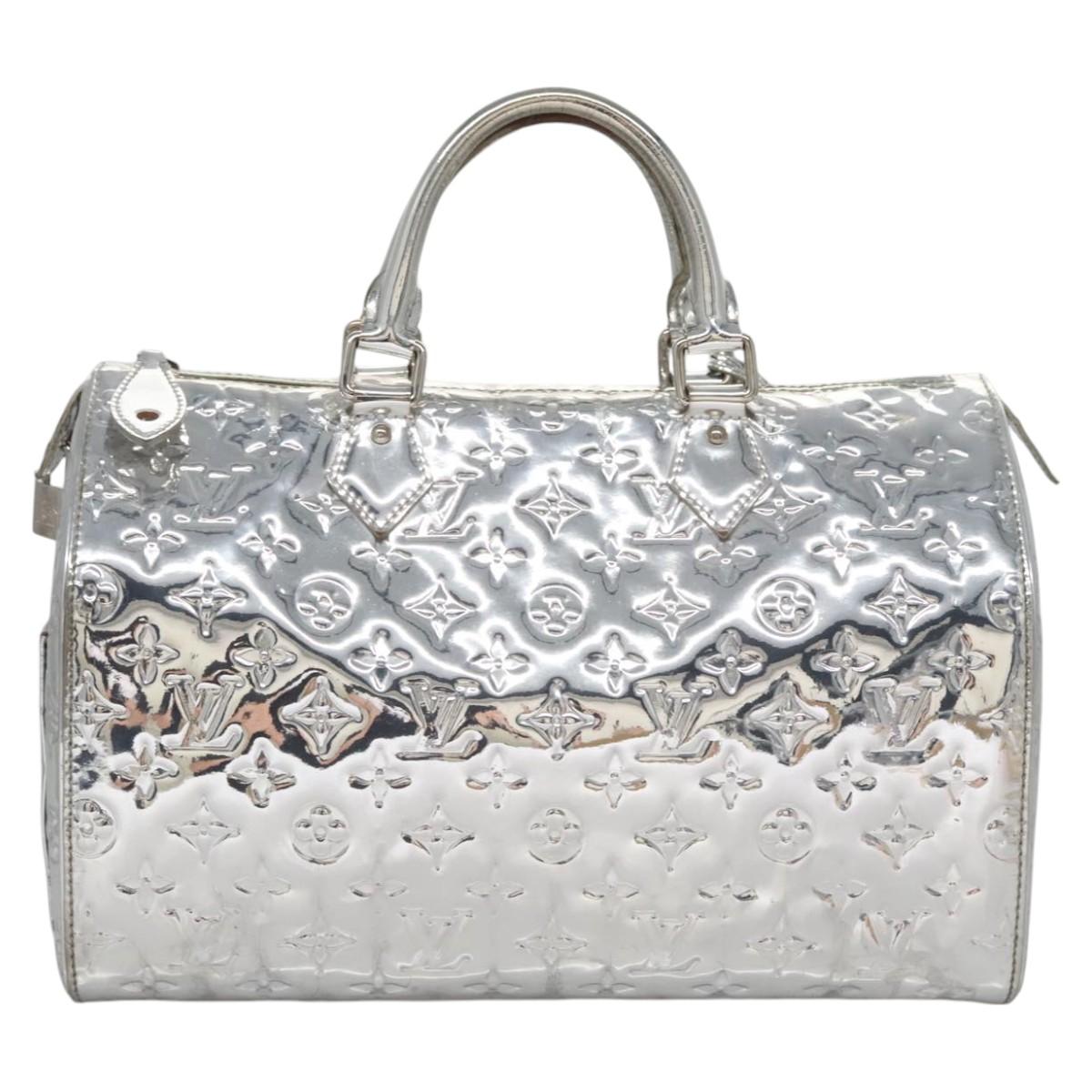Louis Vuitton Speedy 30 Silver Patent Leather Handbag (Pre-Owned)