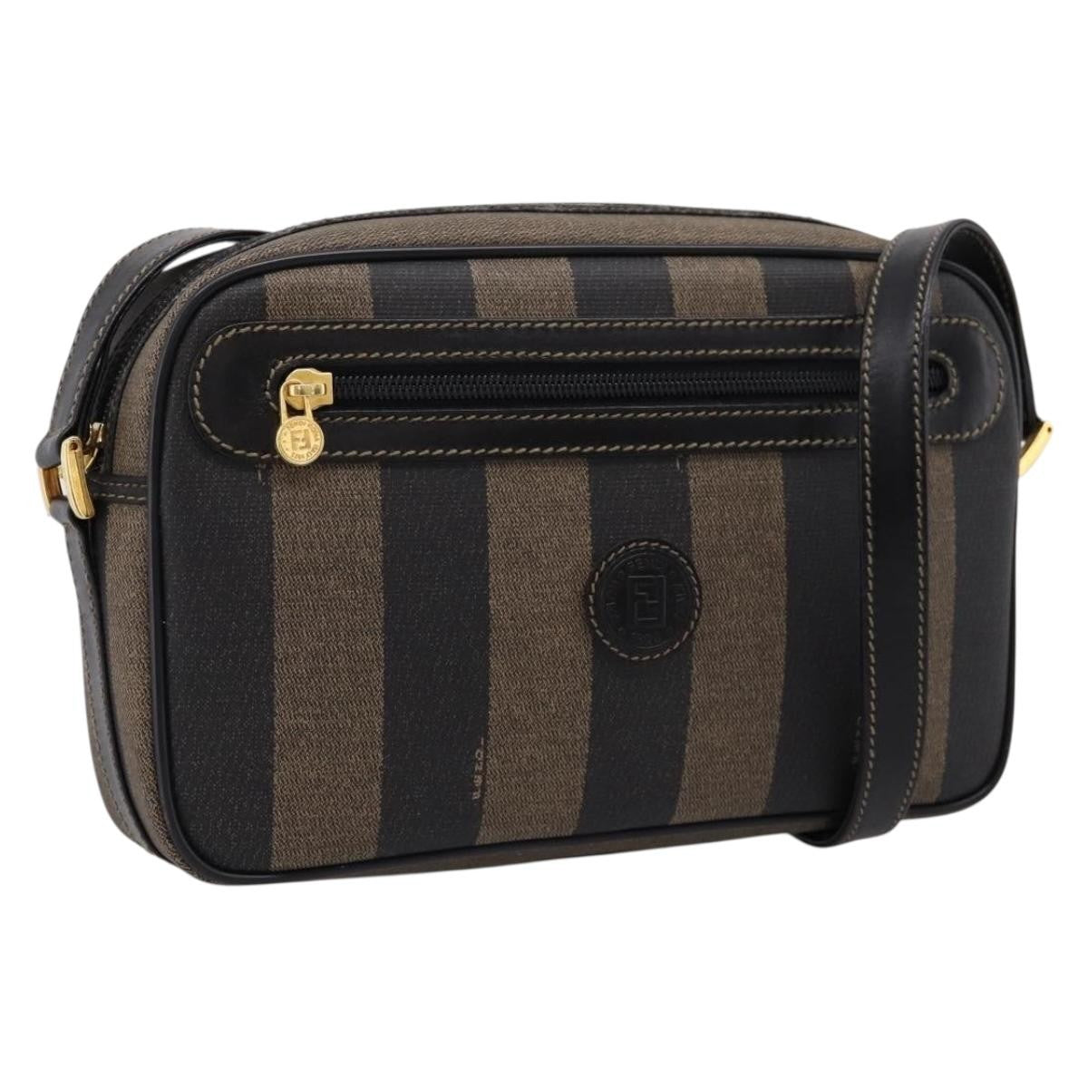Fendi Vintage Pequin Front Pocket Coated Canvas Brown Canvas Crossbody Bag Bag (Pre-Owned)