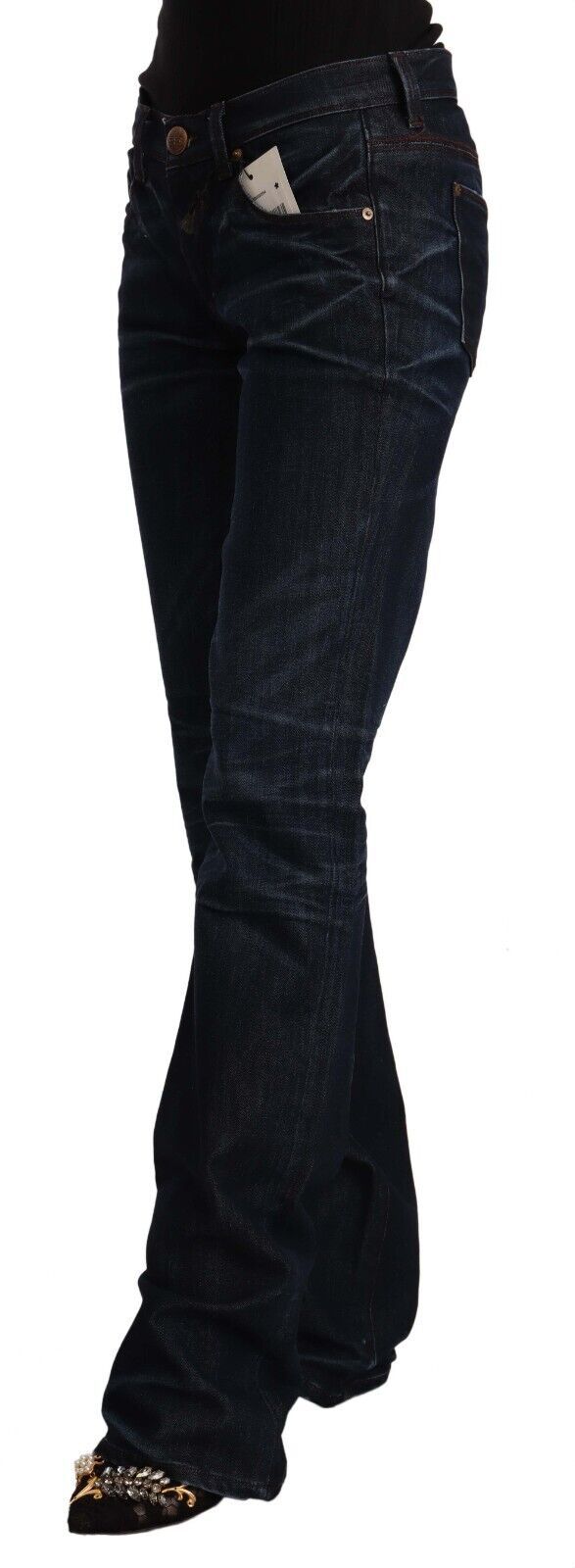 Ermanno Scervino Dark Blue Mid Waist Cotton Denim Straight Women's Jeans