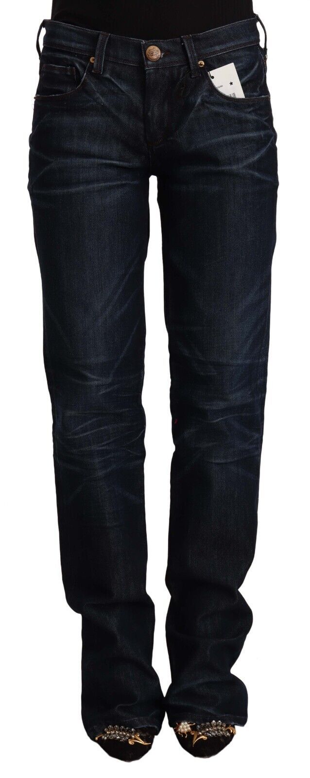 Ermanno Scervino Chic Dark Blue Mid Waist Women's Jeans