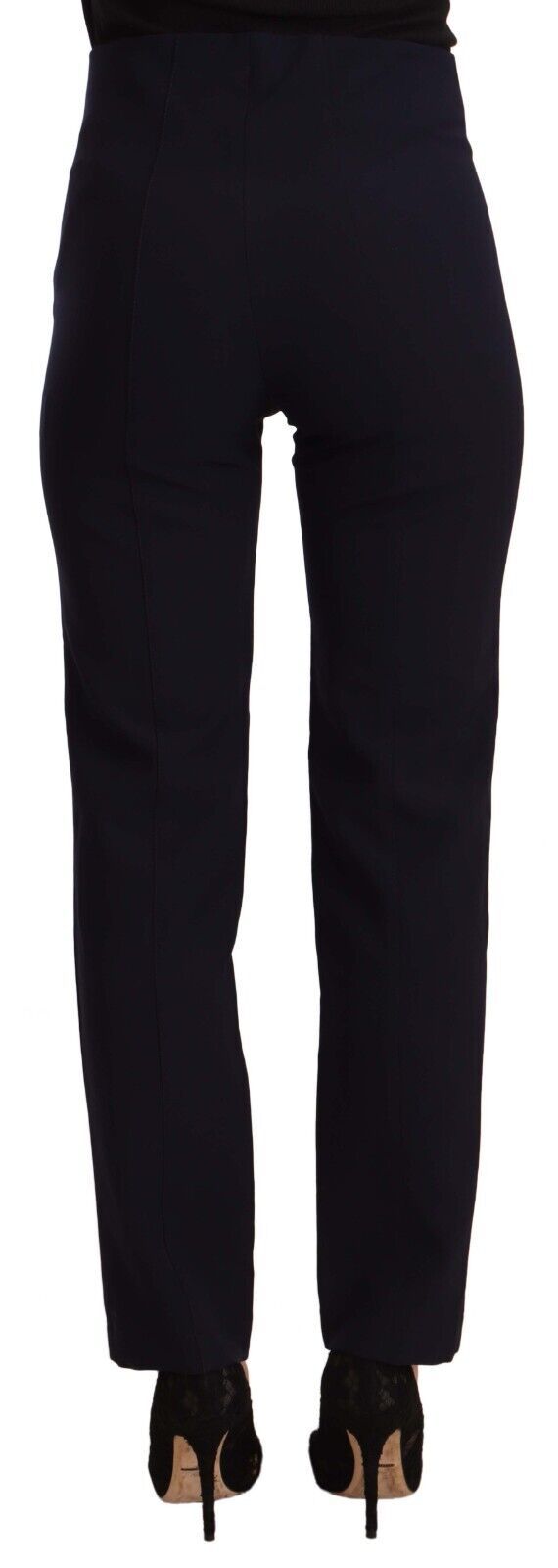 AGLINI Black High Waist Polyester Women Straight Women's Pants