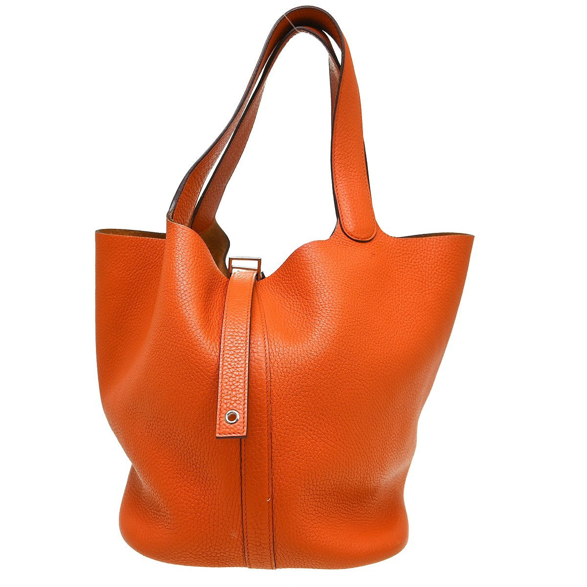 Hermes Picotin Clemence Orange Leather Handbag (Pre-Owned)