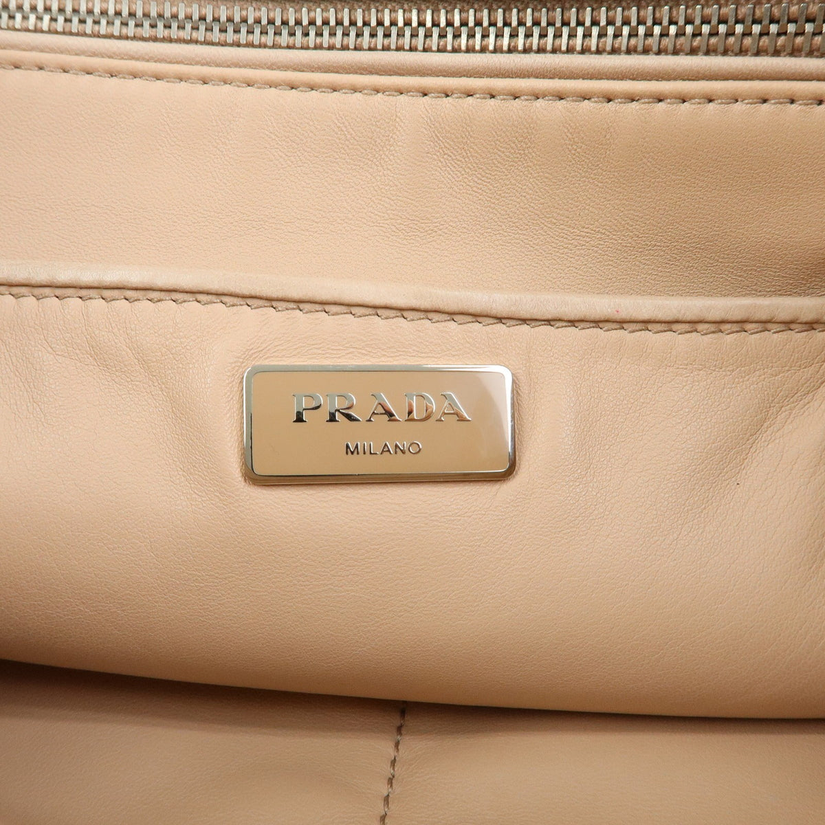 Prada Gaufre Nappa Leather Beige Leather Tote Bag Bag (Pre-Owned)