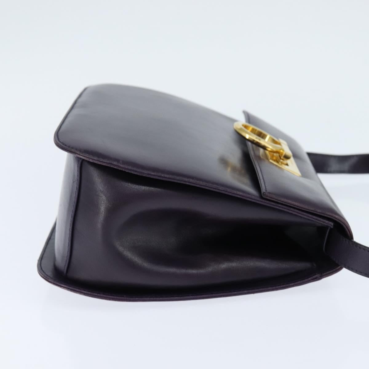 Salvatore Ferragamo Gancini Leather Navy Leather Shoulder Bag Bag (Pre-Owned)