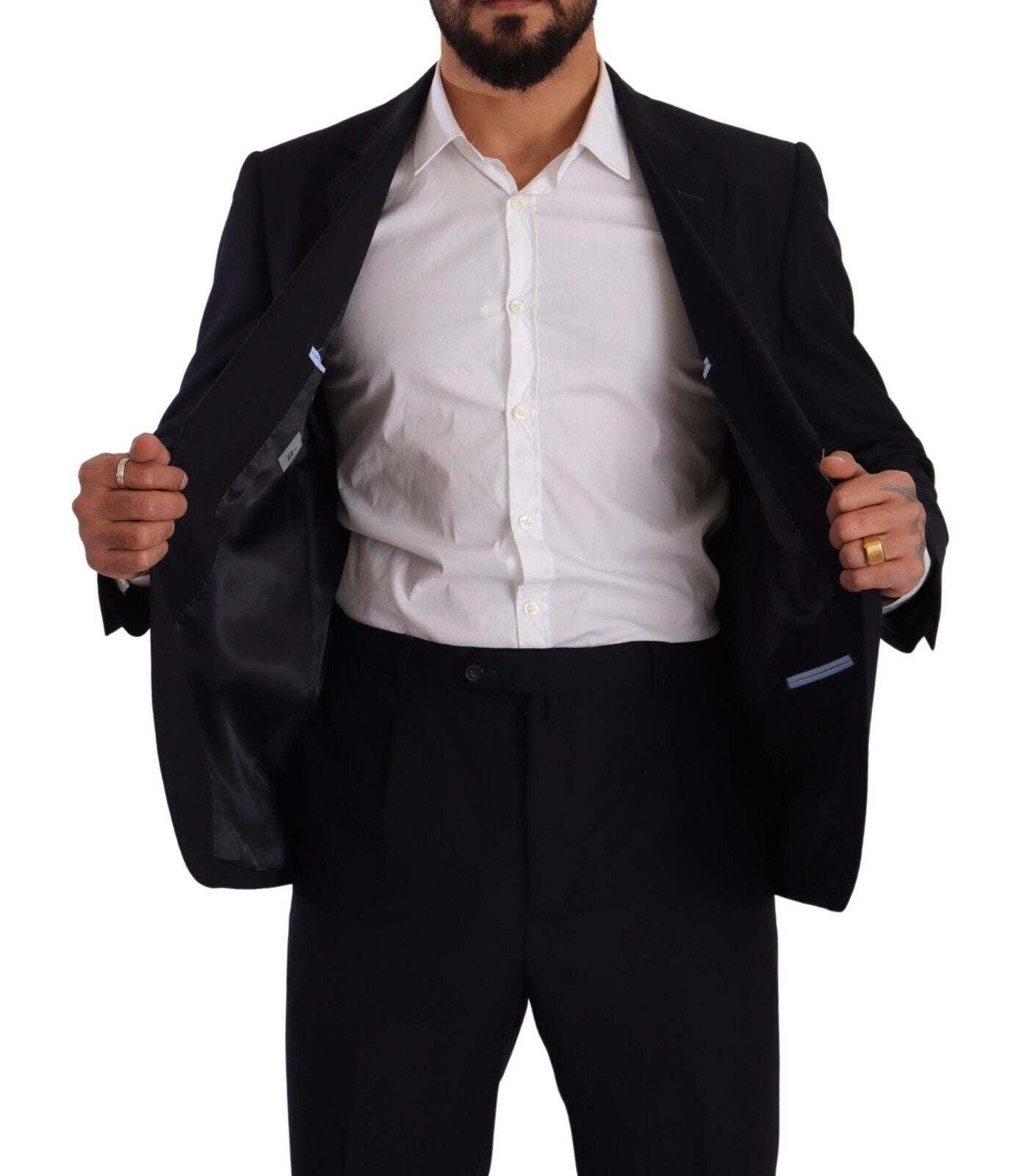 Domenico Tagliente Blue Polyester Single Breasted Formal Men's Suit