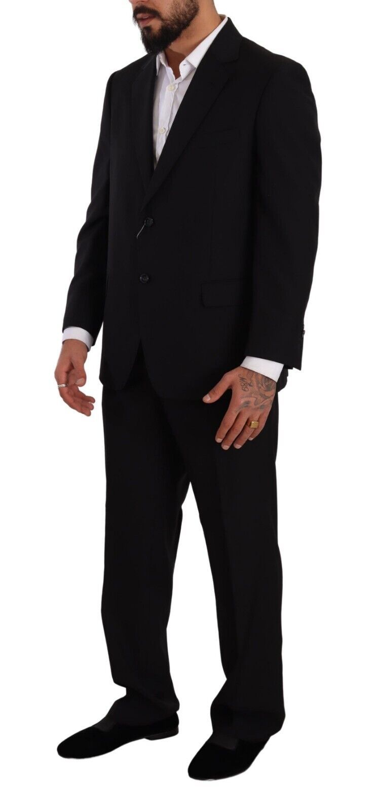 Domenico Tagliente Black Polyester Single Breasted Formal Men's Suit