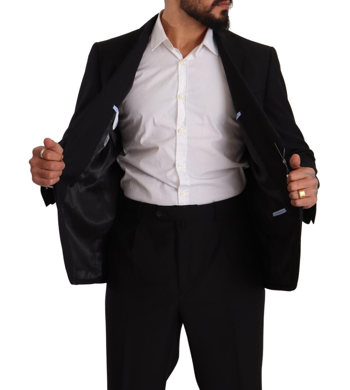 Domenico Tagliente Elegant Two-Piece Black Suit Men's Ensemble
