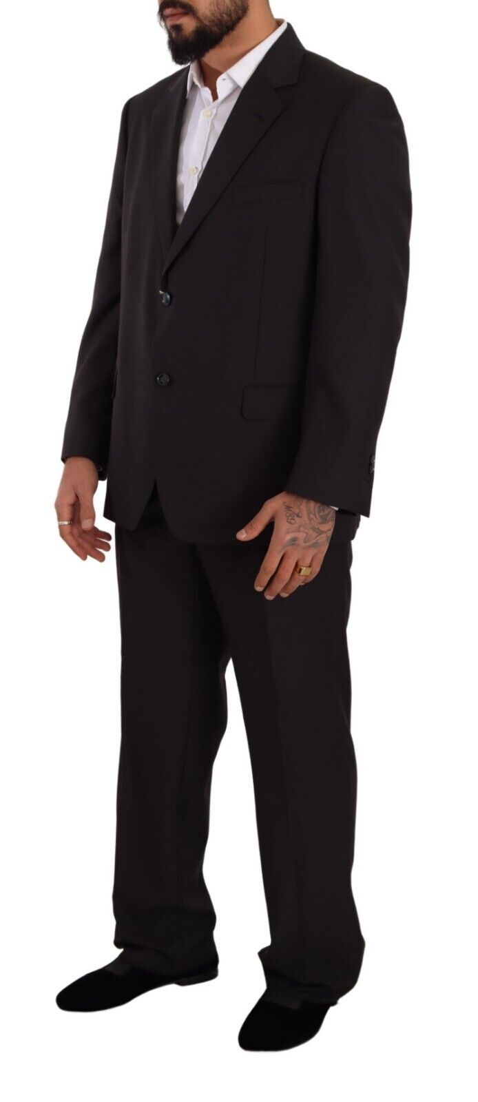 Domenico Tagliente Gray Polyester Single Breasted Formal Men's Suit