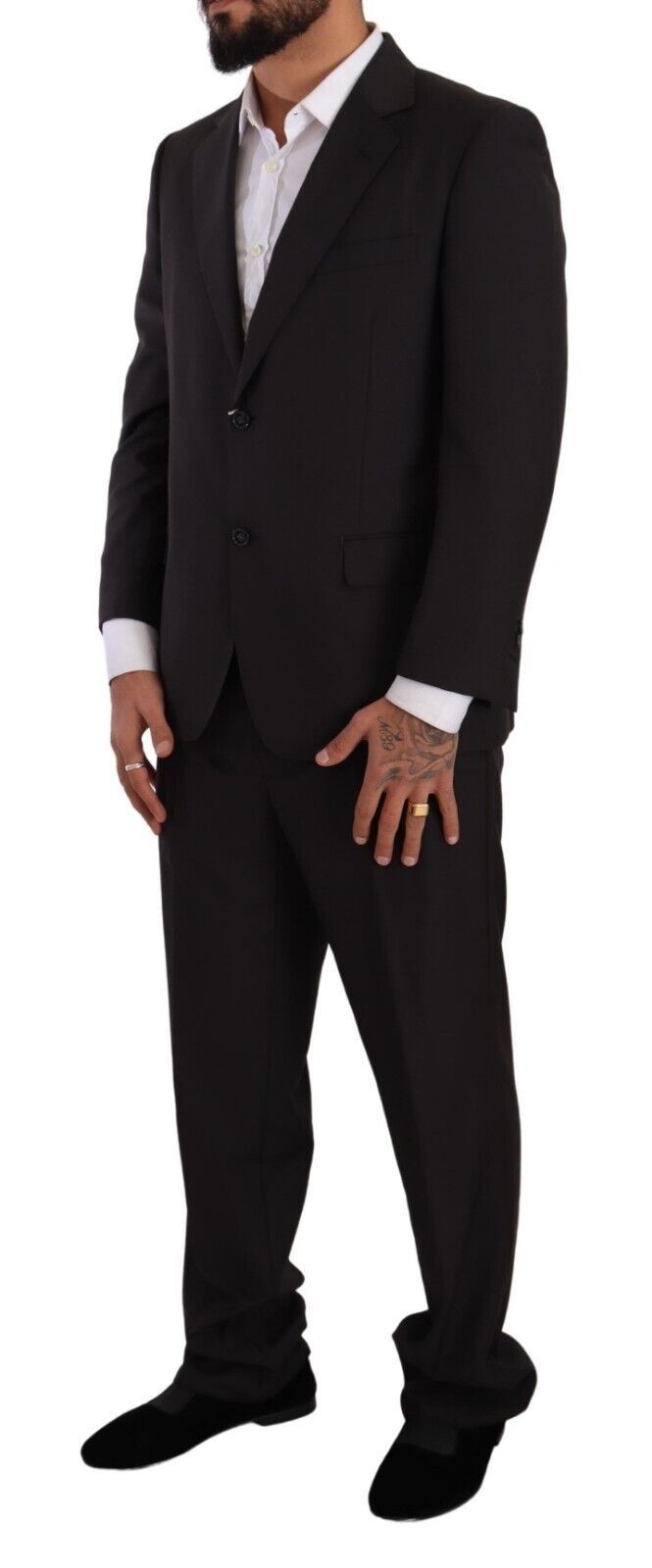 Domenico Tagliente Elegant Dark Grey Two-Piece Men's Suit