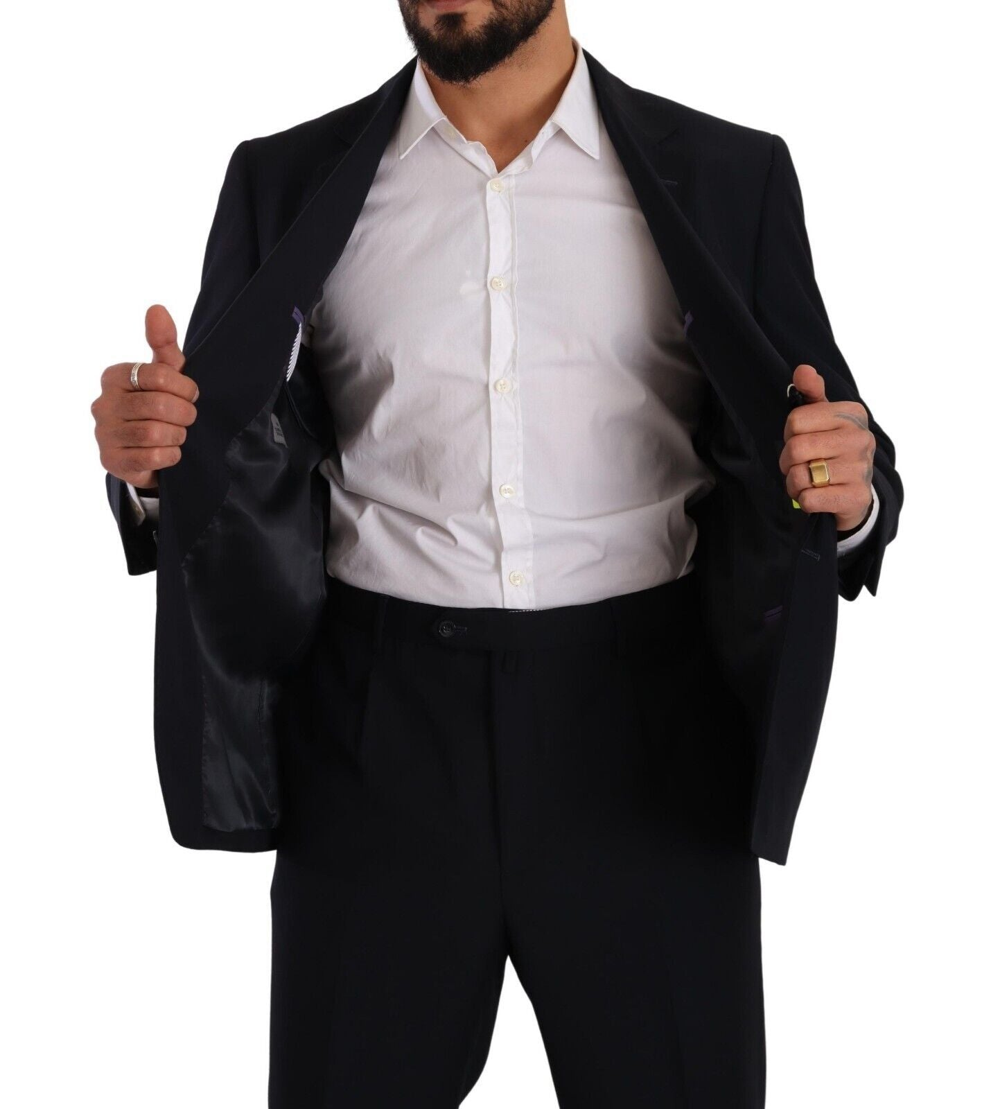 Domenico Tagliente Blue Polyester Single Breasted Formal Men's Suit