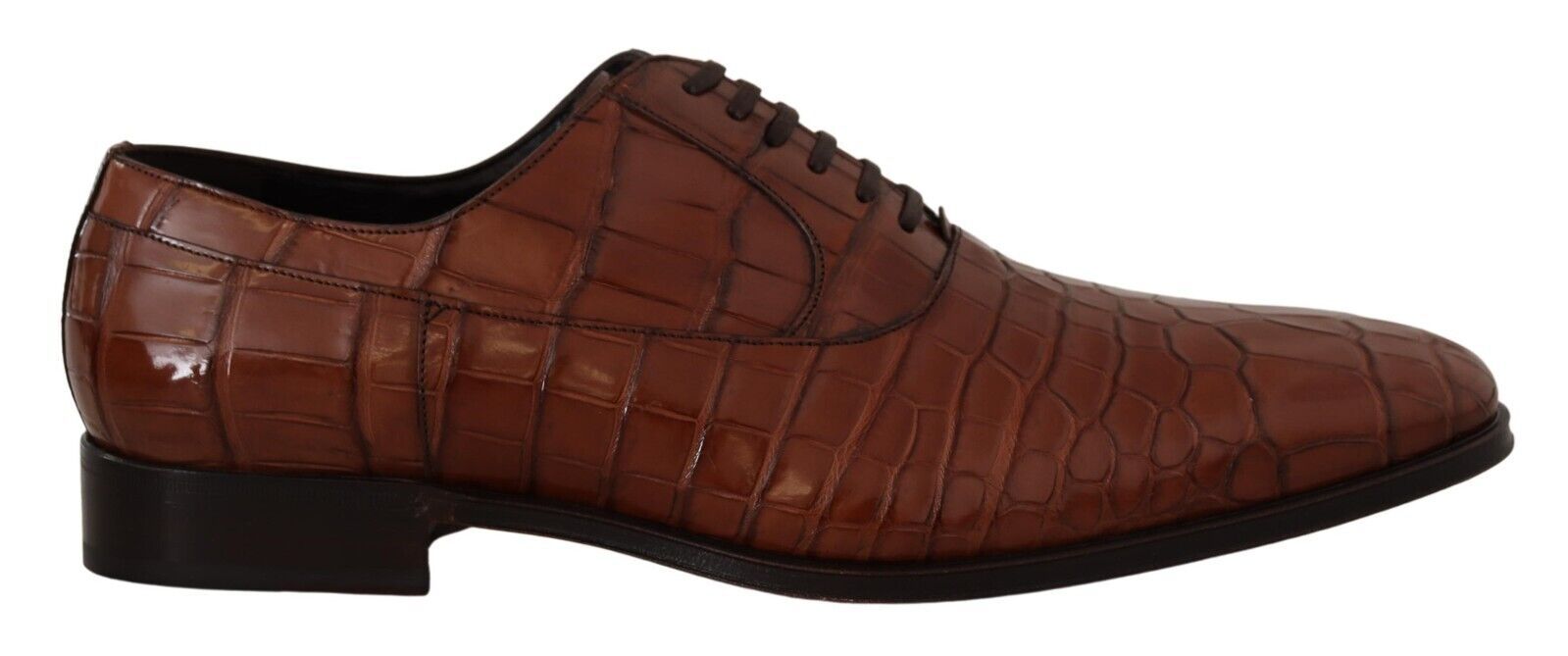 Dolce & Gabbana Brown Crocodile Leather Mens Formal Derby Men's Shoes