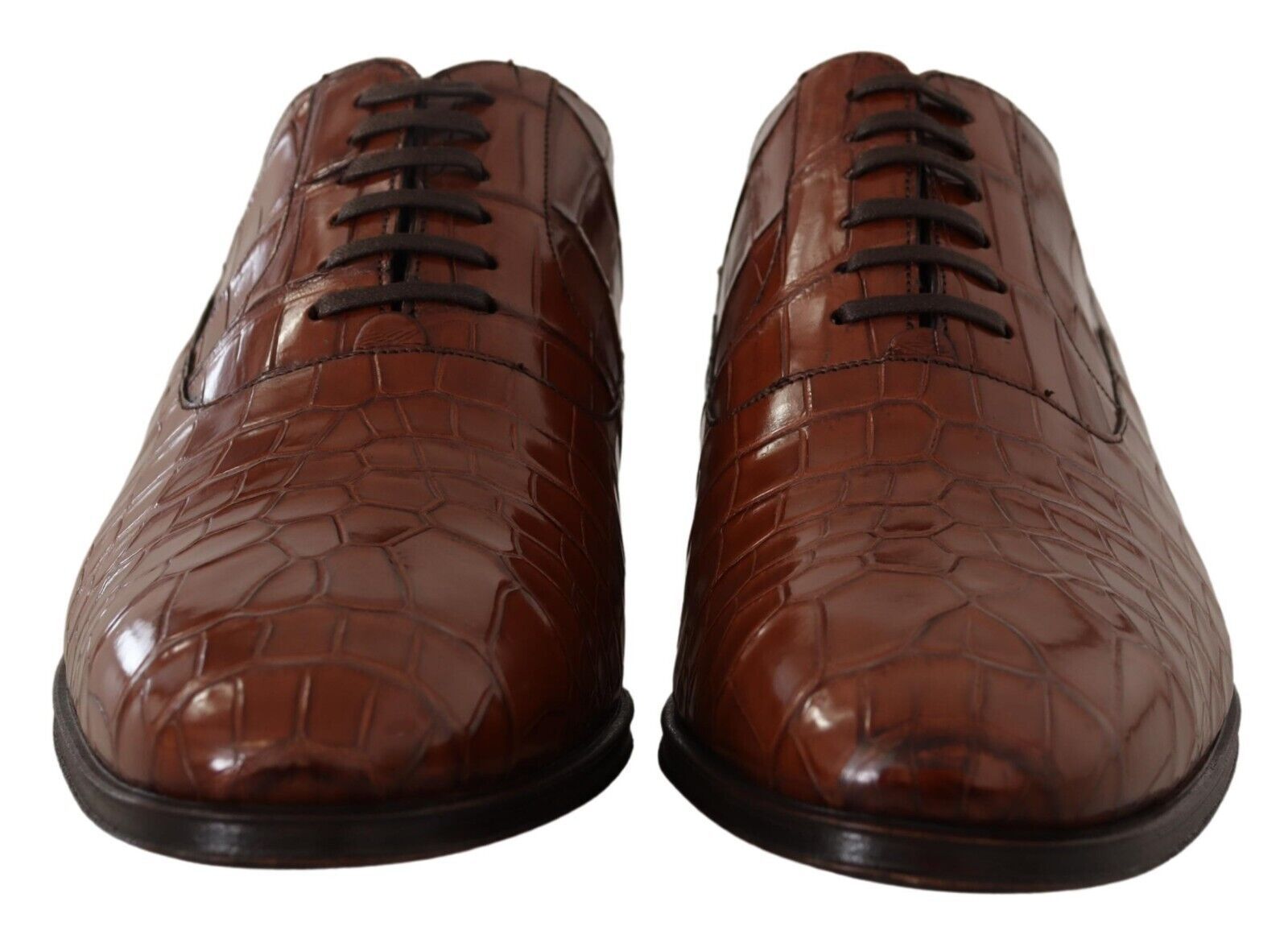 Dolce & Gabbana Brown Crocodile Leather Mens Formal Derby Men's Shoes