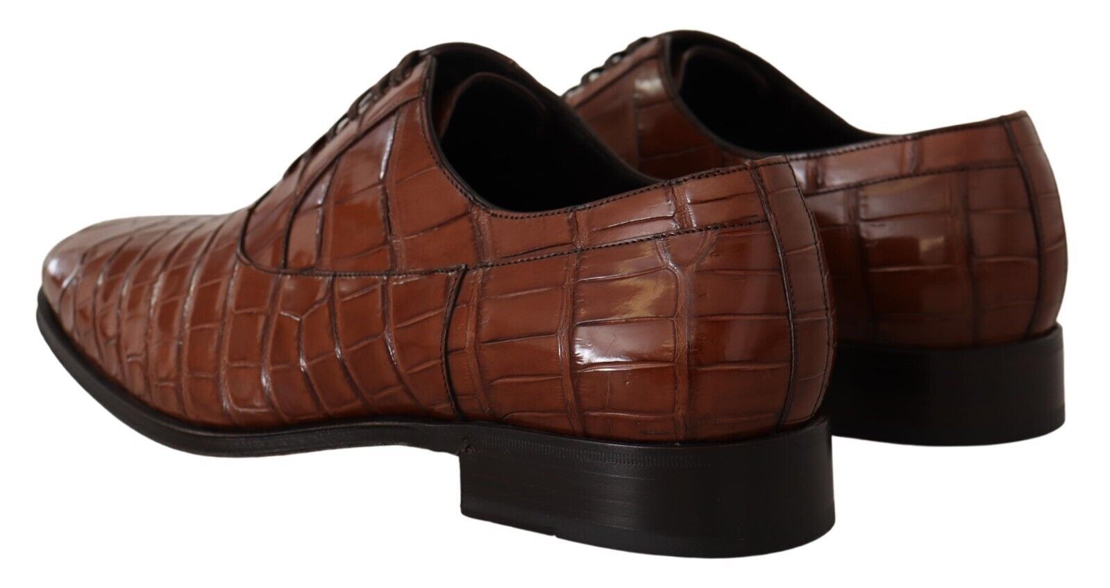 Dolce & Gabbana Brown Crocodile Leather Mens Formal Derby Men's Shoes