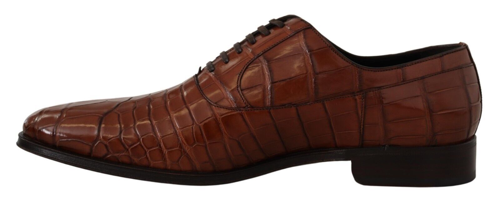 Dolce & Gabbana Brown Crocodile Leather Mens Formal Derby Men's Shoes