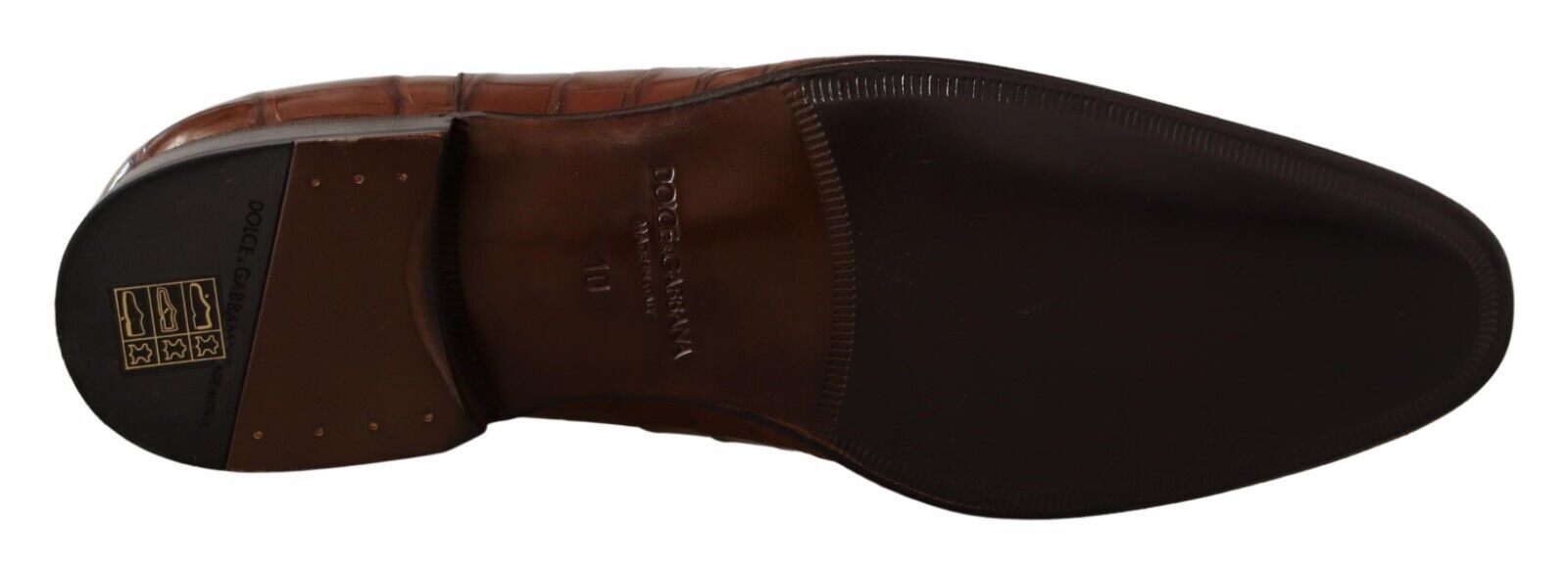 Dolce & Gabbana Brown Crocodile Leather Mens Formal Derby Men's Shoes