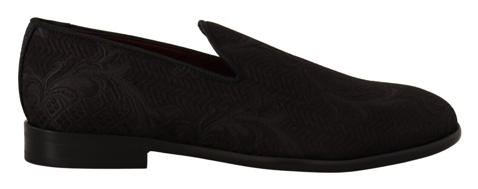 Dolce & Gabbana Black Floral Brocade Slippers Loafers Men's Shoes