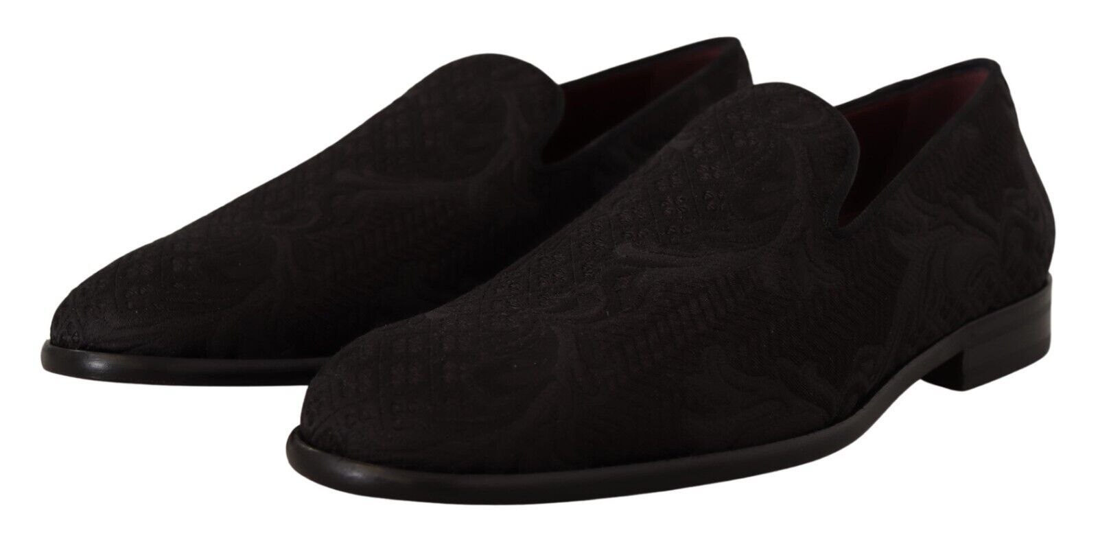 Dolce & Gabbana Black Floral Brocade Slippers Loafers Men's Shoes