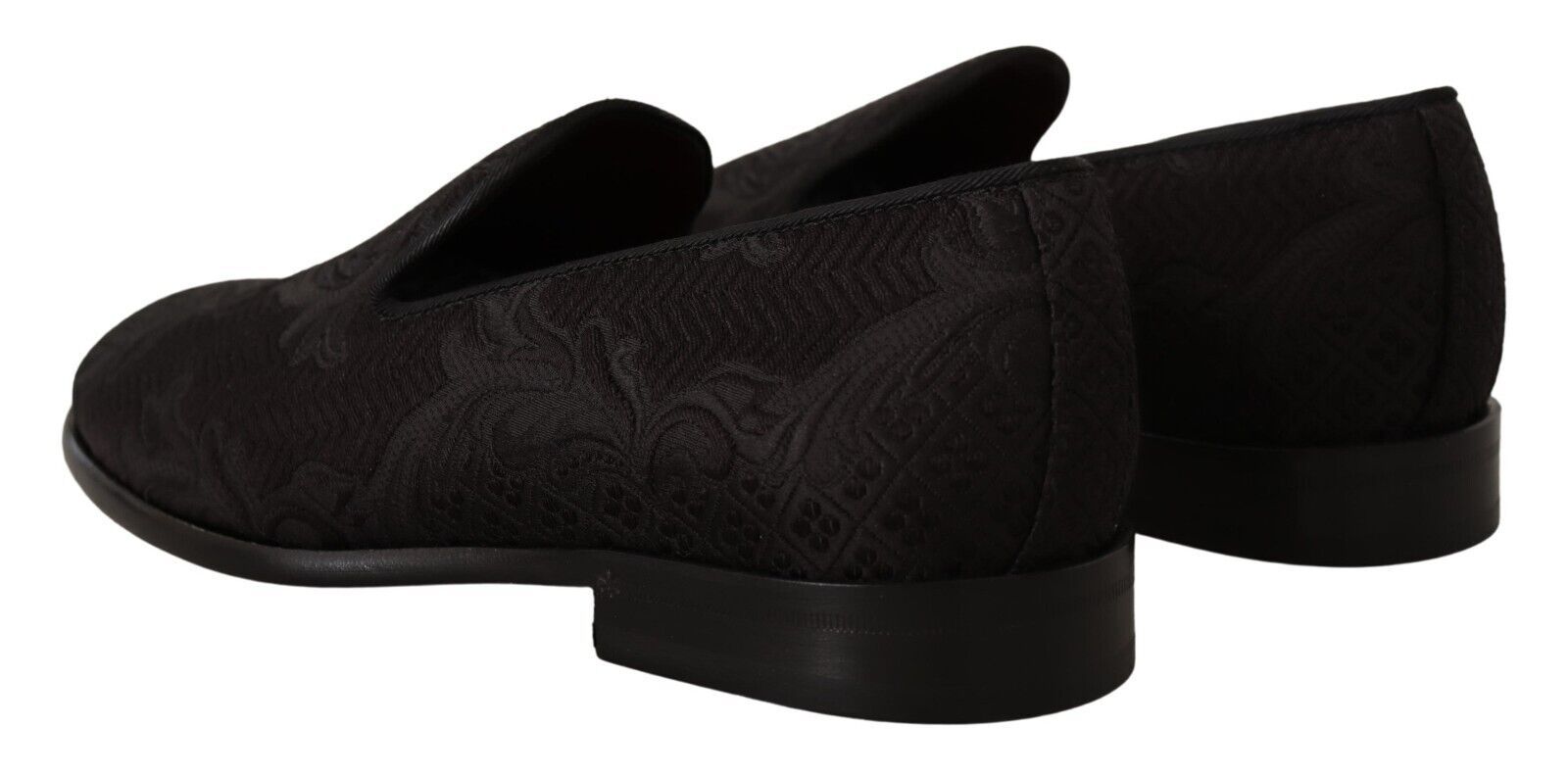 Dolce & Gabbana Black Floral Brocade Slippers Loafers Men's Shoes