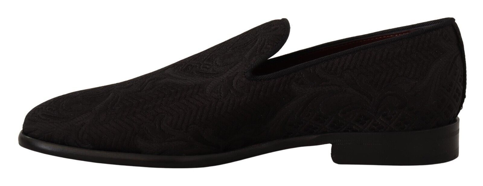 Dolce & Gabbana Black Floral Brocade Slippers Loafers Men's Shoes