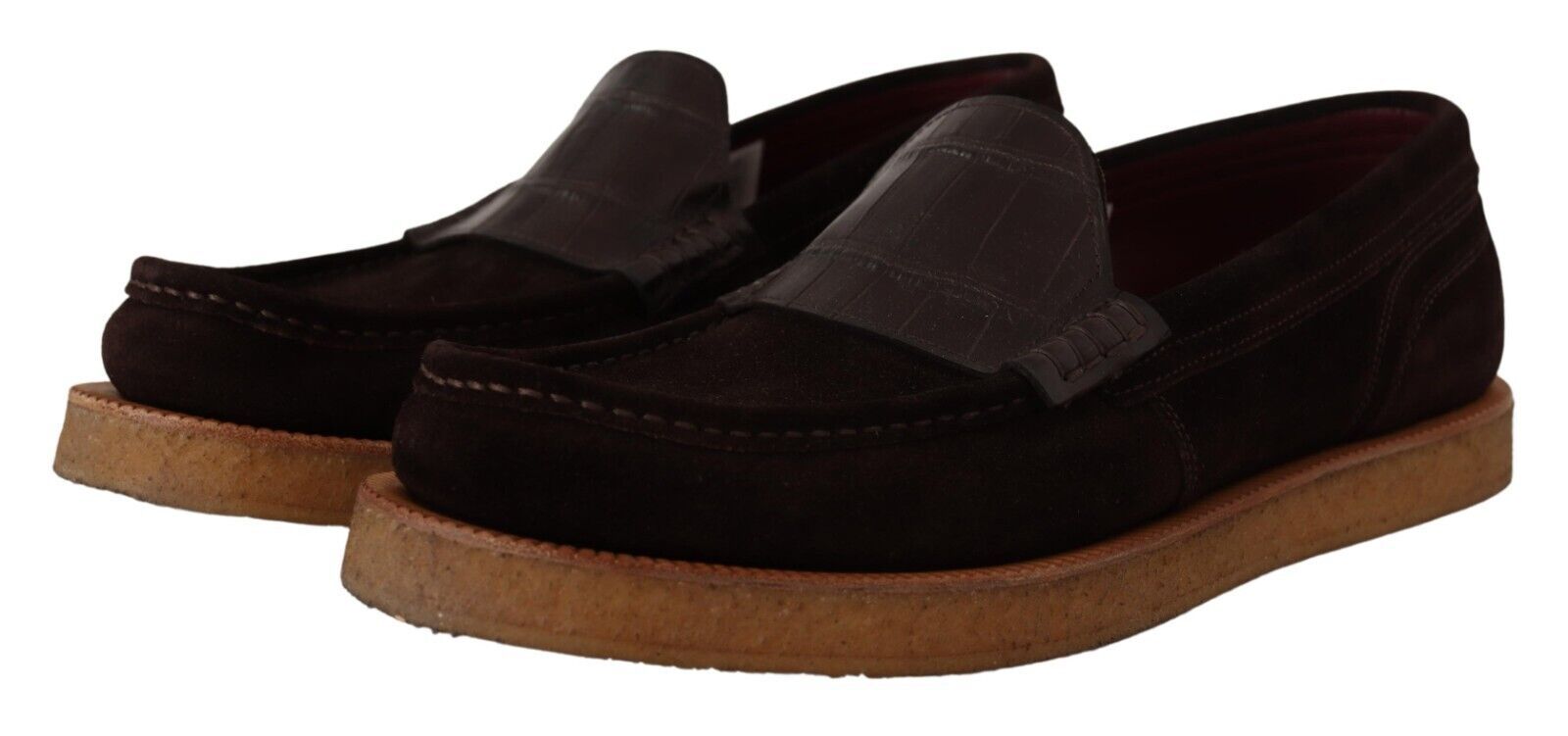 Dolce & Gabbana Brown Suede Leather Slip On Flats Moccasin Men's Shoes