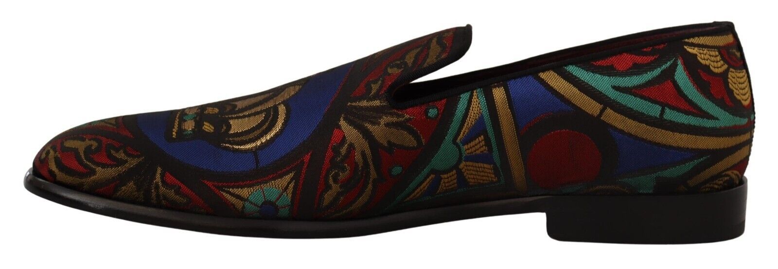 Dolce & Gabbana Multicolor Jacquard Crown Slippers Loafers Men's Shoes