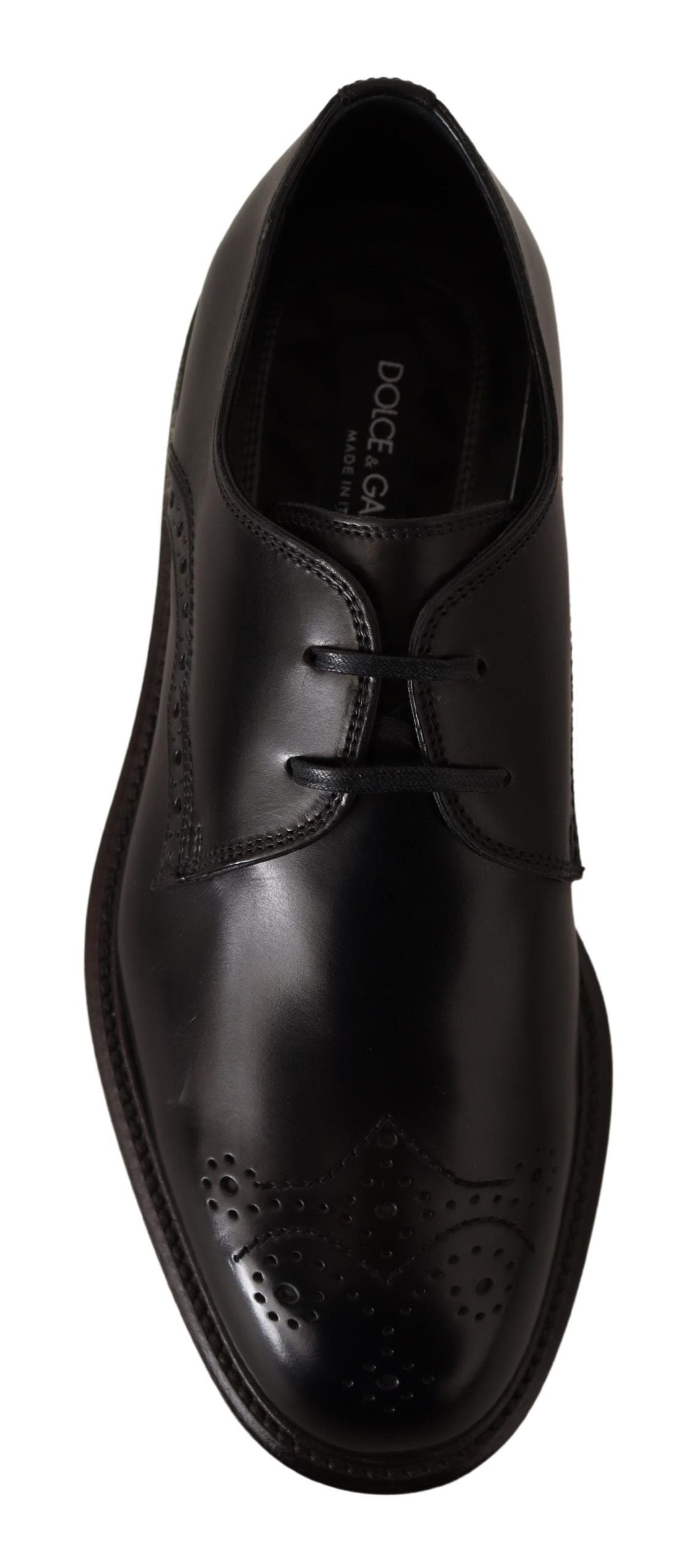 Dolce & Gabbana Black Leather Dress Formal Derby Men's Shoes