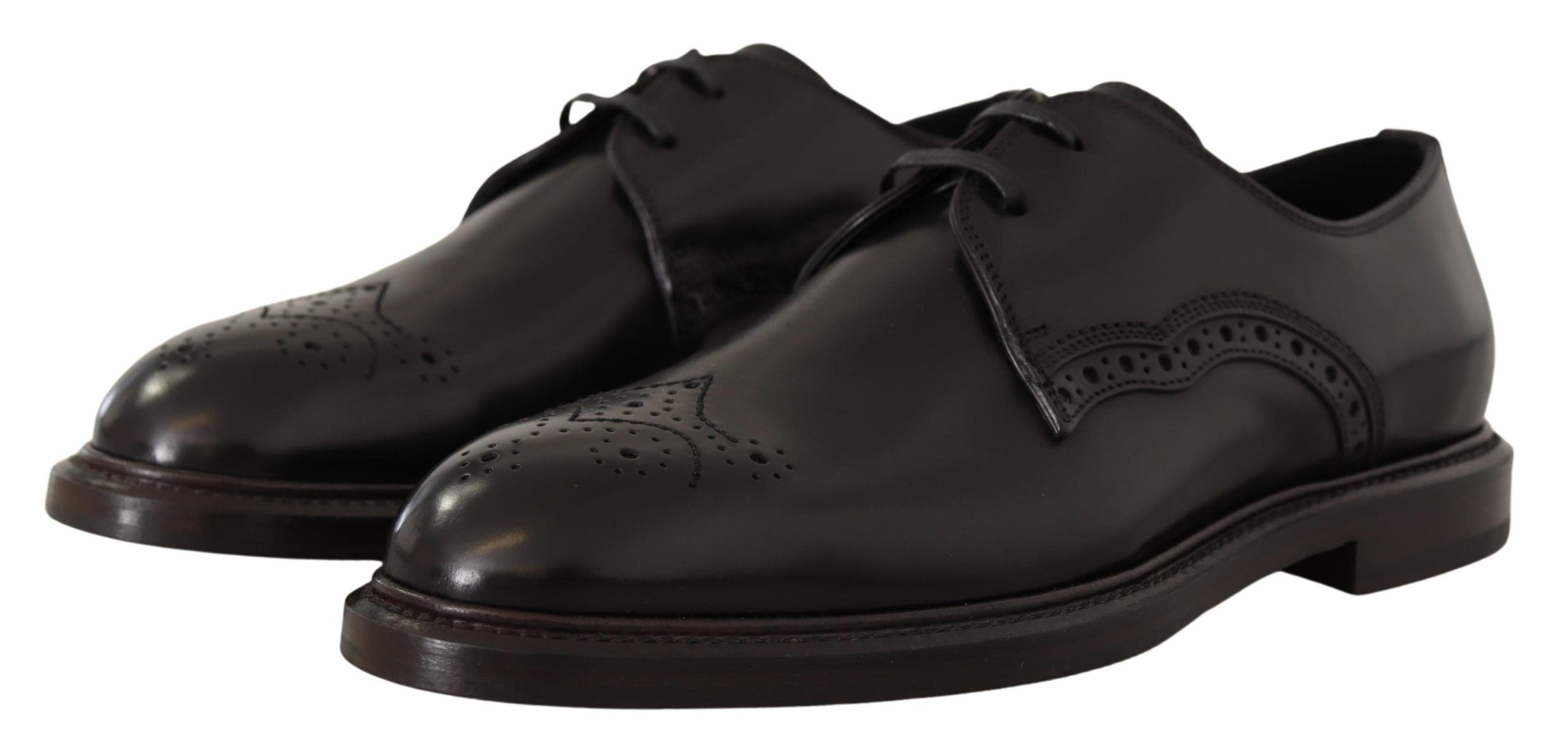 Dolce & Gabbana Black Leather Dress Formal Derby Men's Shoes