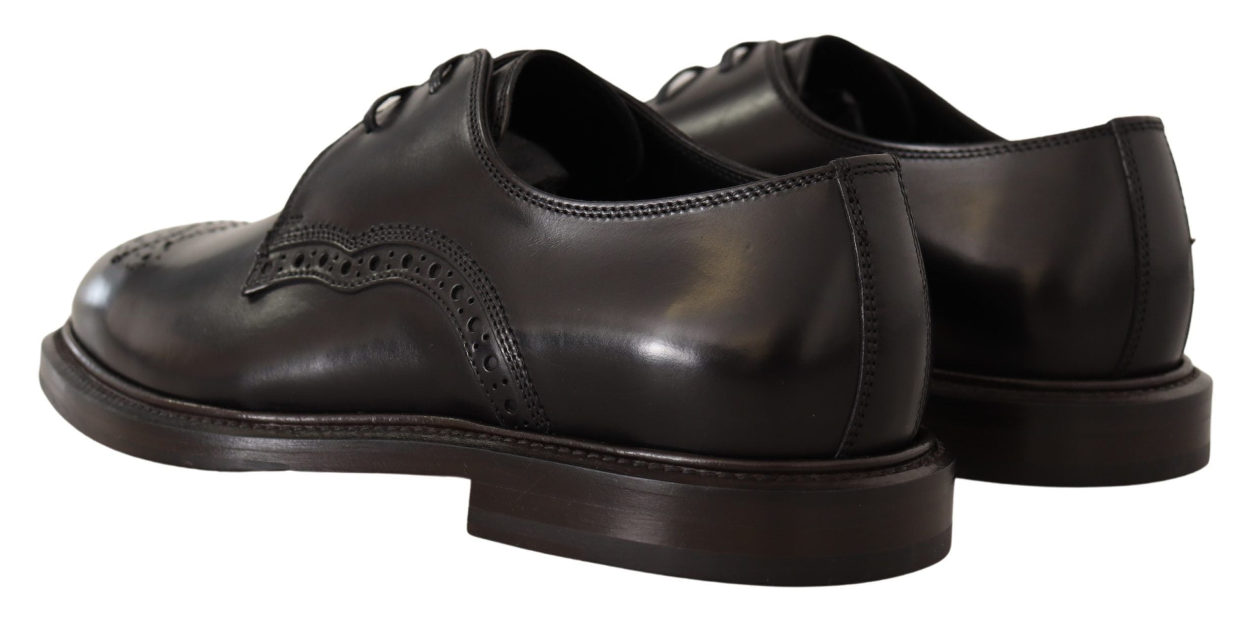 Dolce & Gabbana Black Leather Dress Formal Derby Men's Shoes