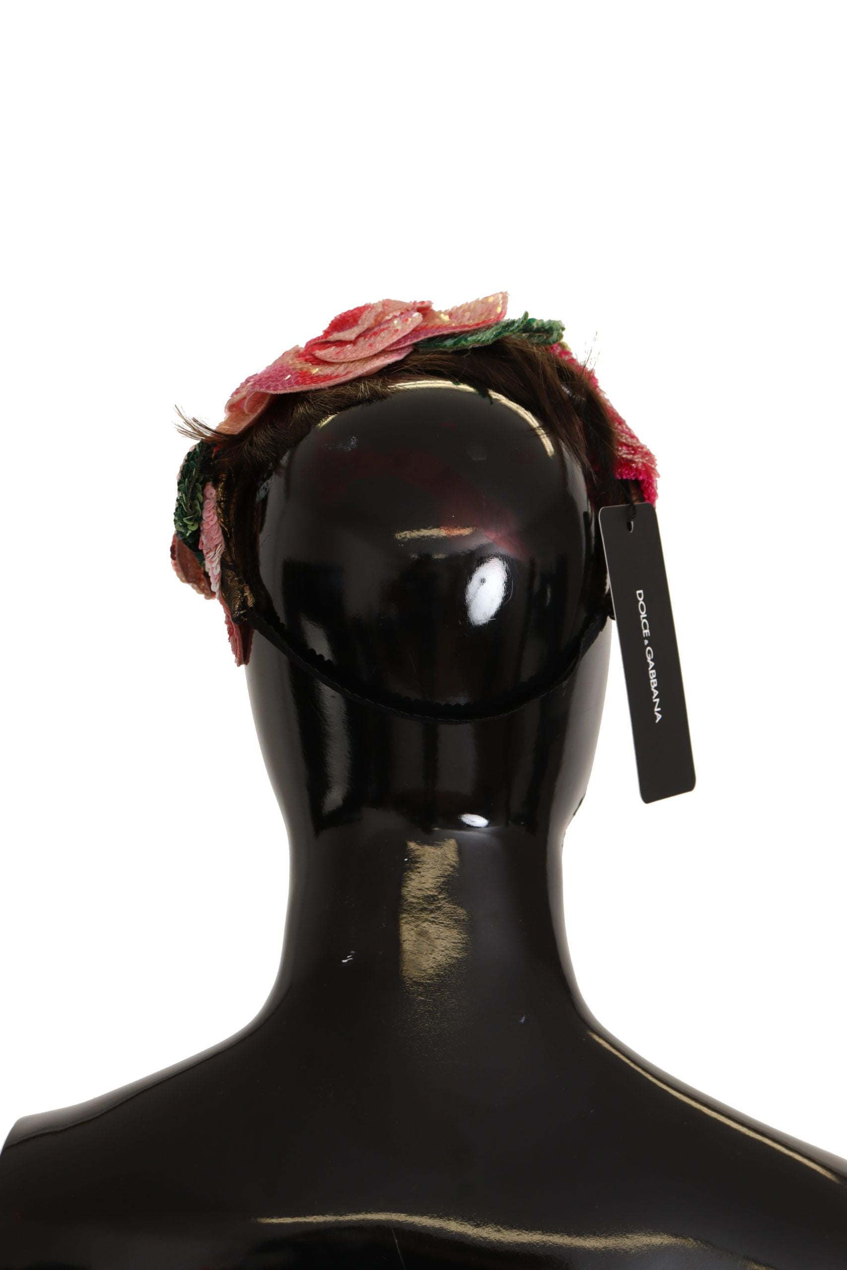 Dolce & Gabbana Multicolor Sequined Lurex Black Hair Women's Headband