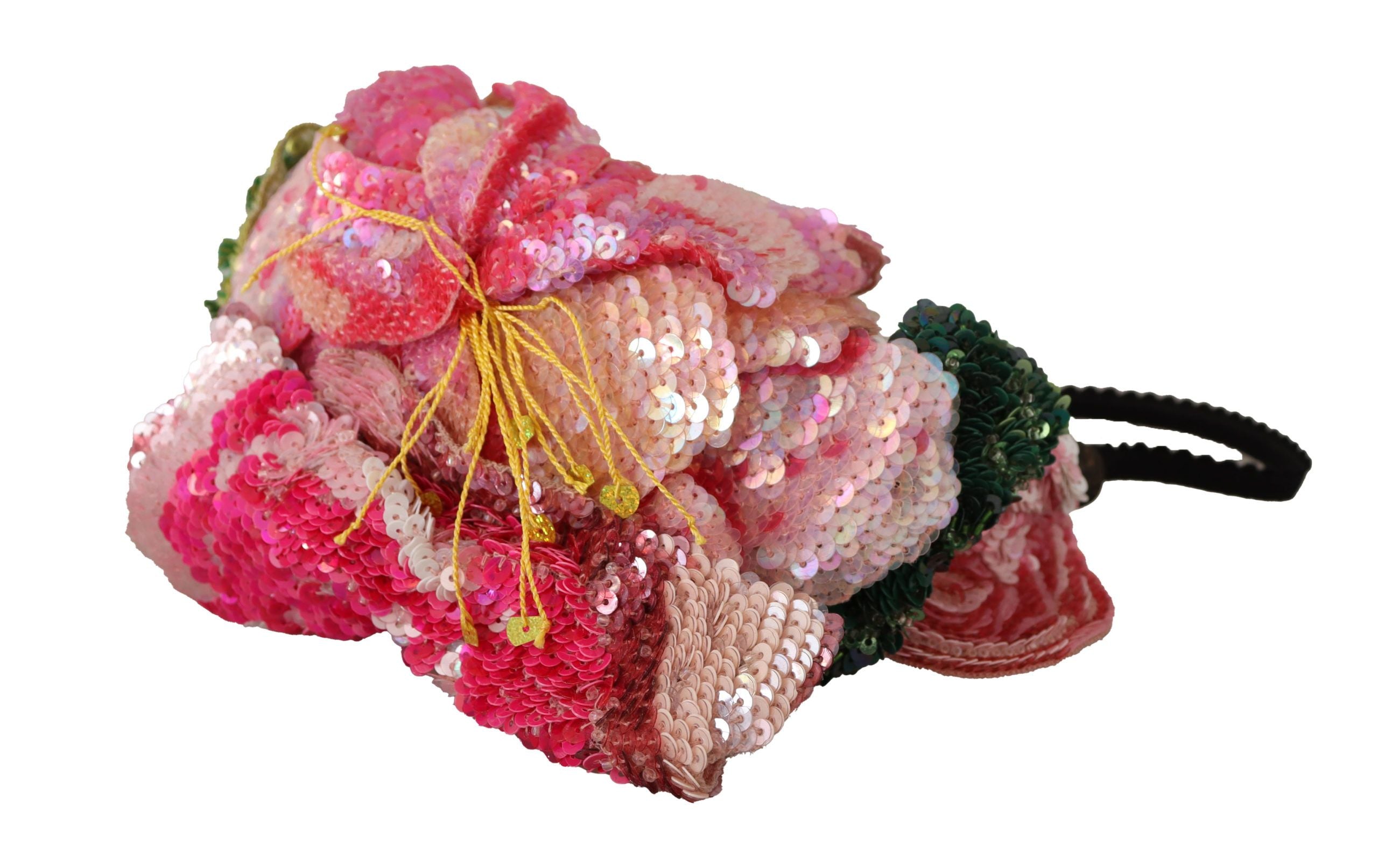 Dolce & Gabbana Multicolor Sequined Lurex Black Hair Women's Headband