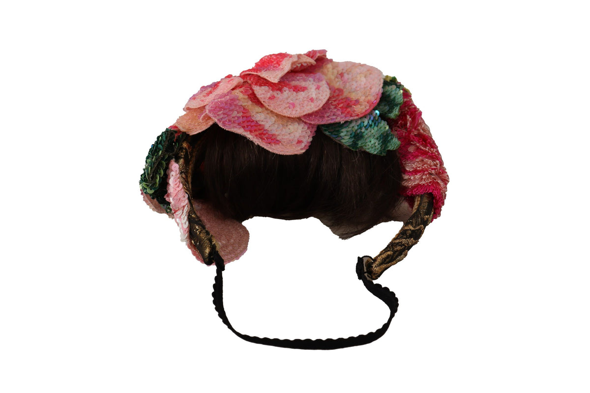 Dolce & Gabbana Multicolor Sequined Lurex Black Hair Women's Headband