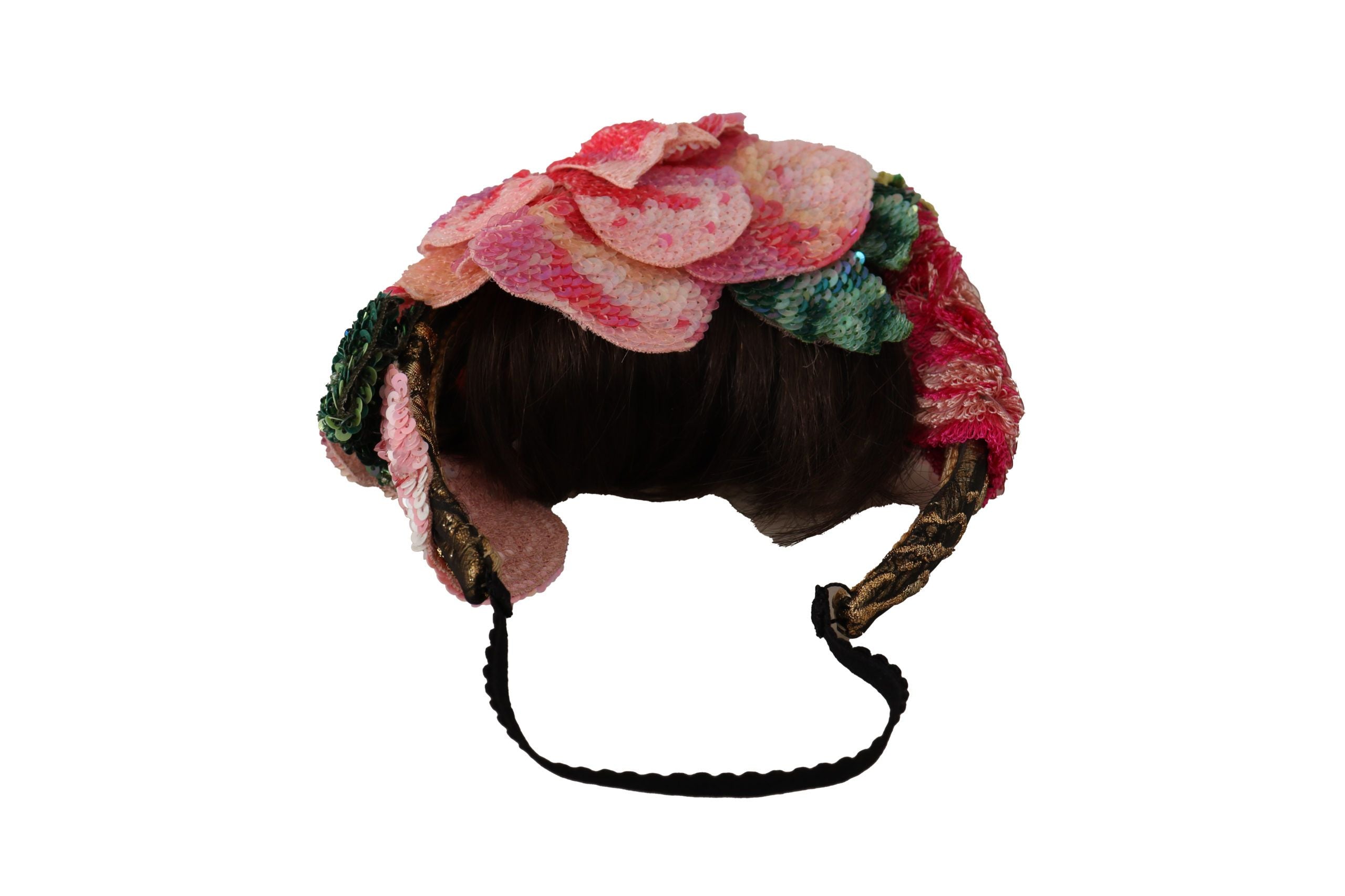 Dolce & Gabbana Multicolor Sequined Lurex Black Hair Women's Headband