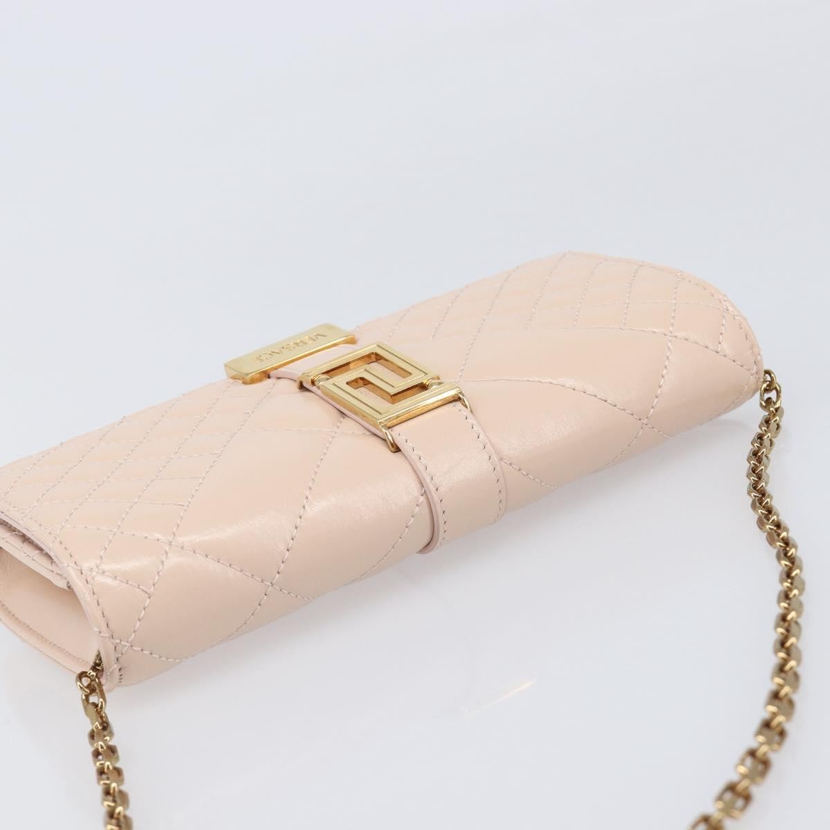 Versace Greca Goddess Convertible Clutch Leather Pink Leather Shoulder Bag Bag (Pre-Owned)