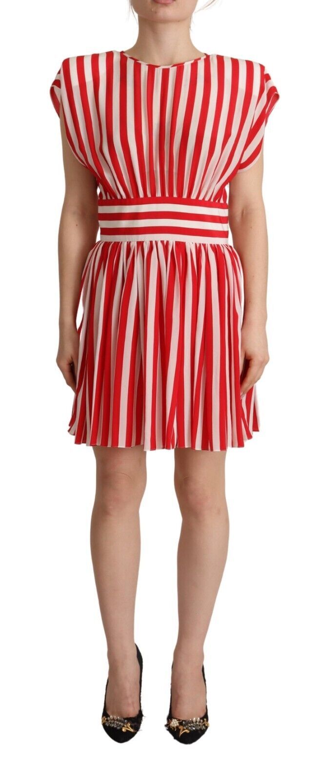 Dolce & Gabbana Elegant Striped Silk A-Line Mini Women's Dress