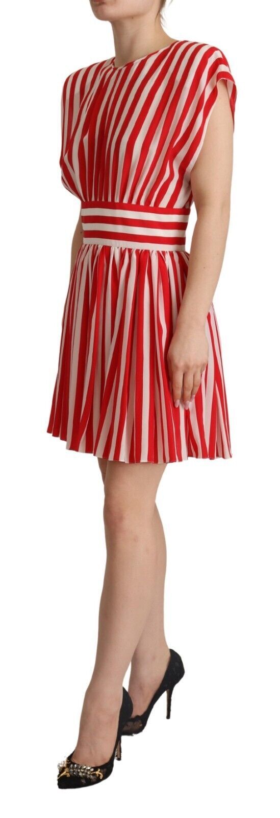 Dolce & Gabbana Elegant Striped Silk A-Line Mini Women's Dress