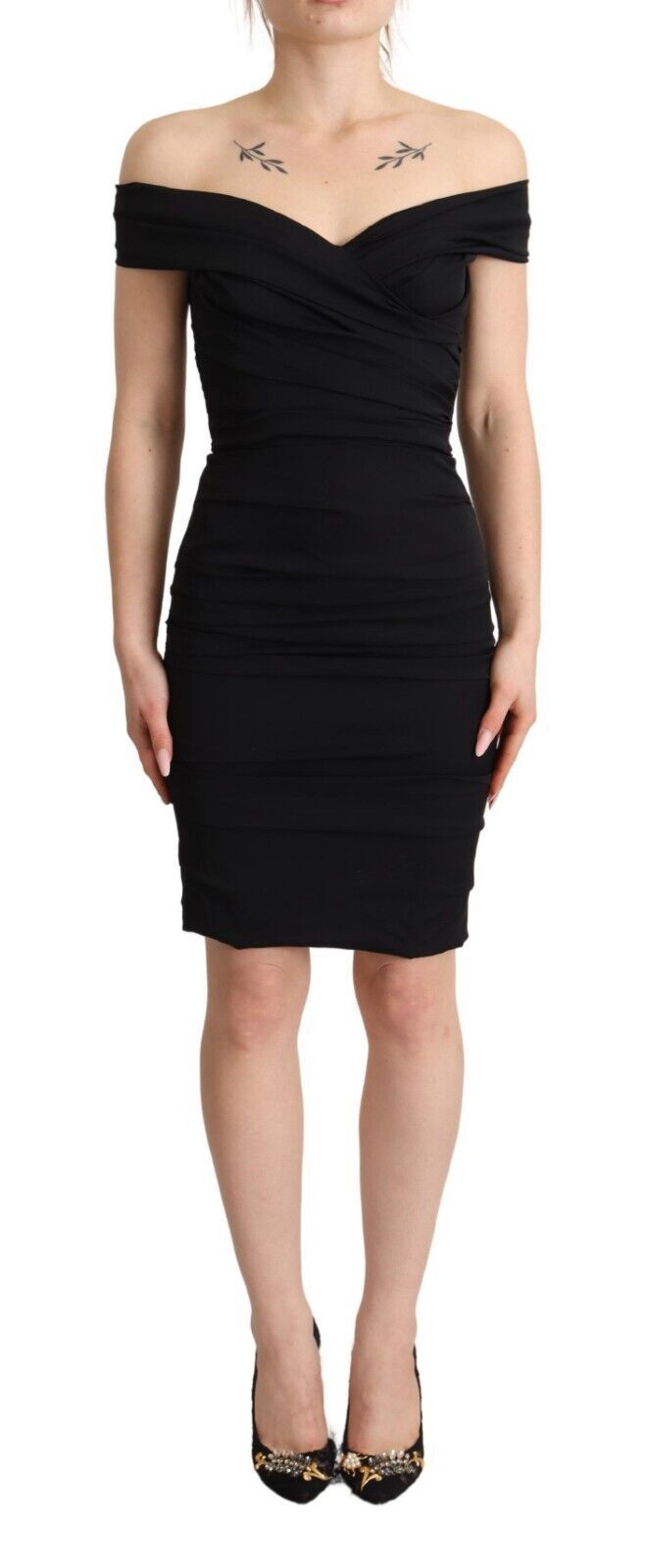 Dolce & Gabbana Elegant Black Silk Off-shoulder Women's Dress
