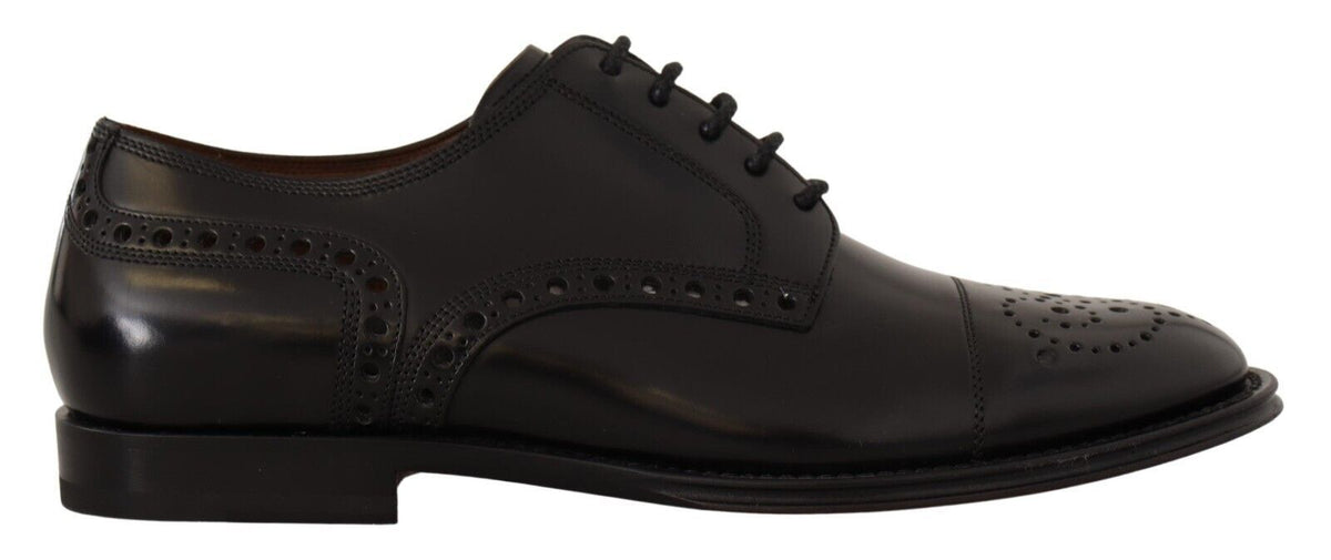 Dolce & Gabbana Black Leather Wingtip Mens Formal Derby 