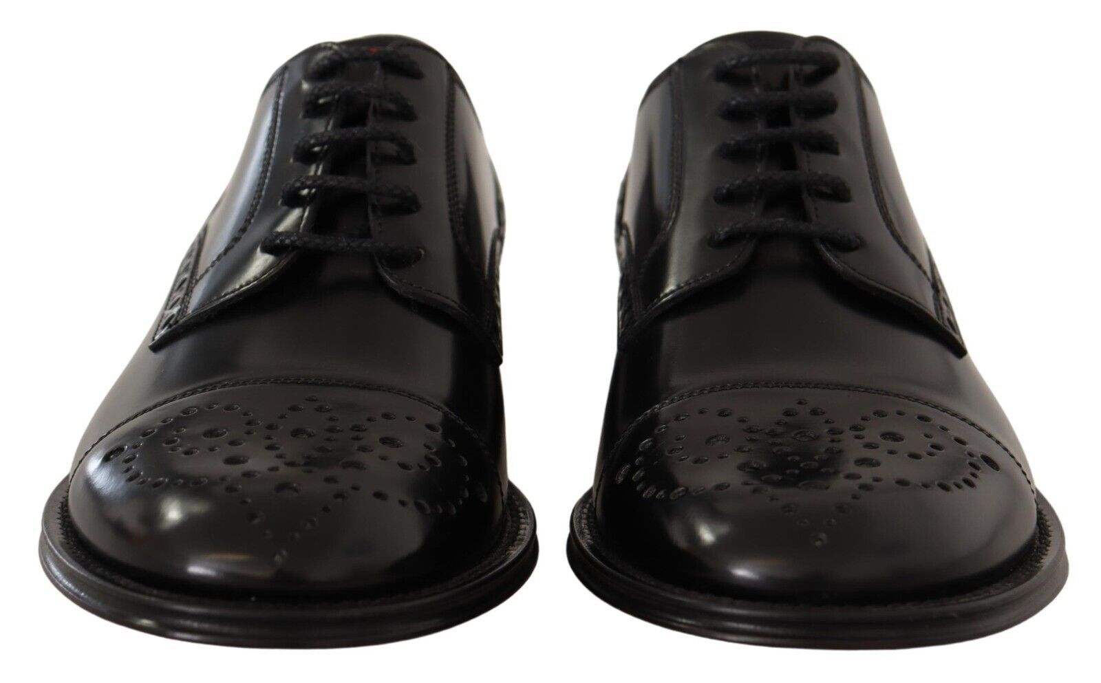 Dolce & Gabbana Black Leather Wingtip Mens Formal Derby Men's Shoes