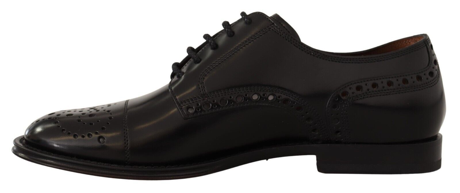 Dolce & Gabbana Black Leather Wingtip Mens Formal Derby Men's Shoes