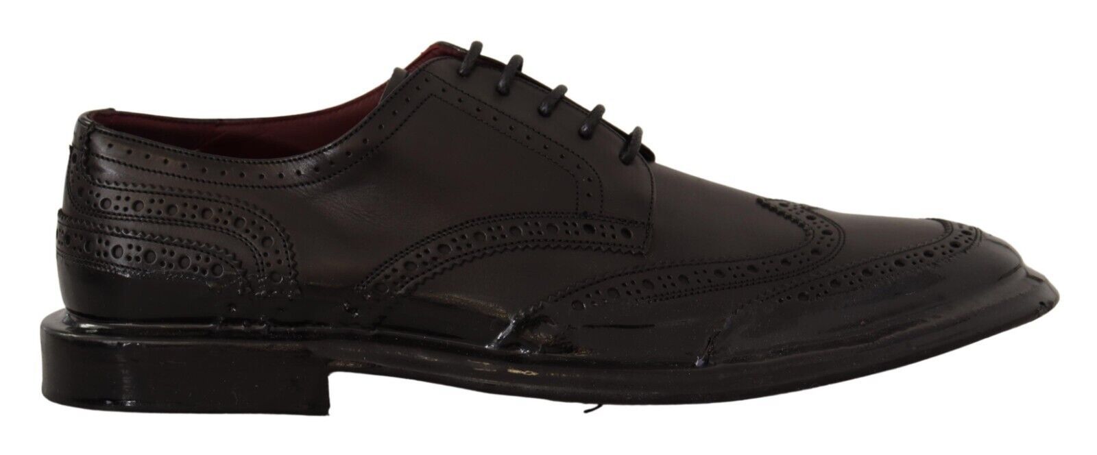 Dolce & Gabbana Black Leather Oxford Wingtip Formal Derby Men's Shoes
