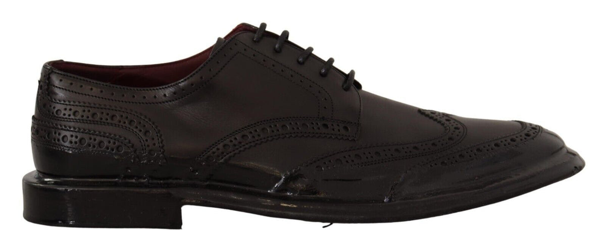 Dolce & Gabbana Black Leather Oxford Wingtip Formal Derby 