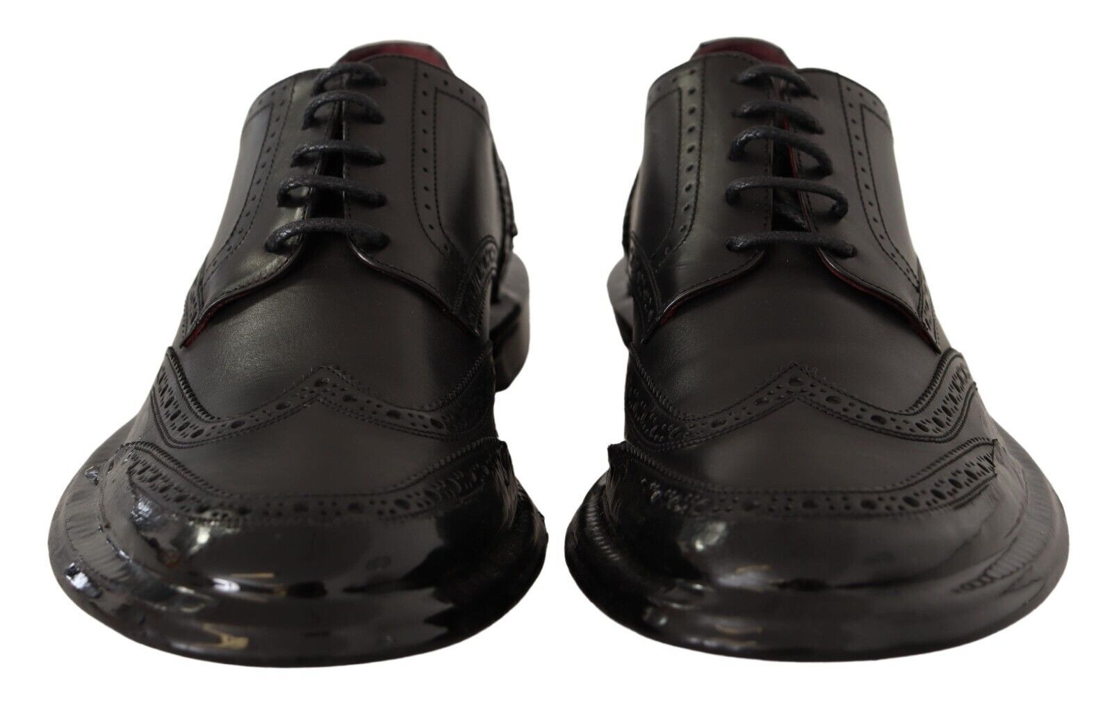 Dolce & Gabbana Black Leather Oxford Wingtip Formal Derby Men's Shoes