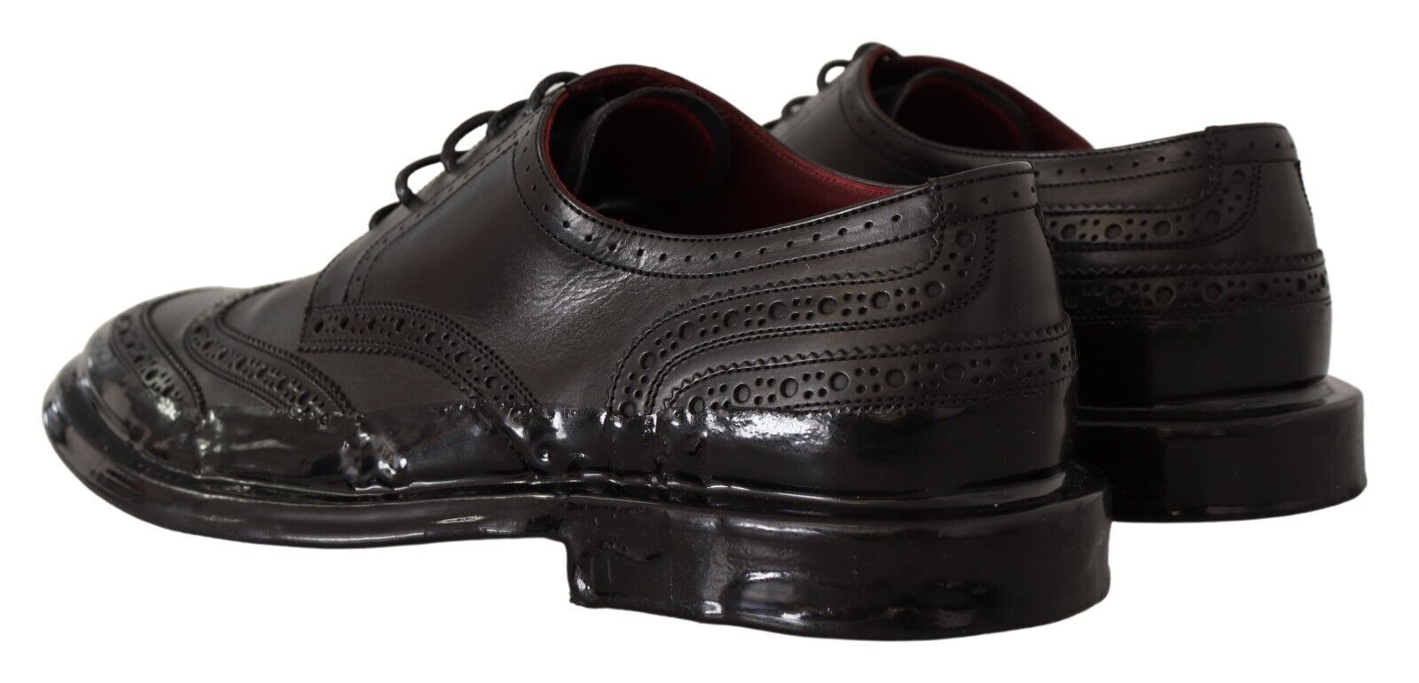 Dolce & Gabbana Black Leather Oxford Wingtip Formal Derby Men's Shoes
