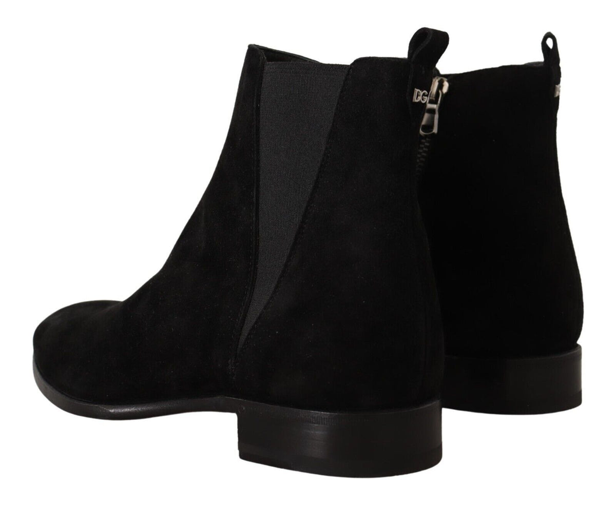 Dolce & Gabbana Black Suede Leather Chelsea Mens Boots Men's Shoes