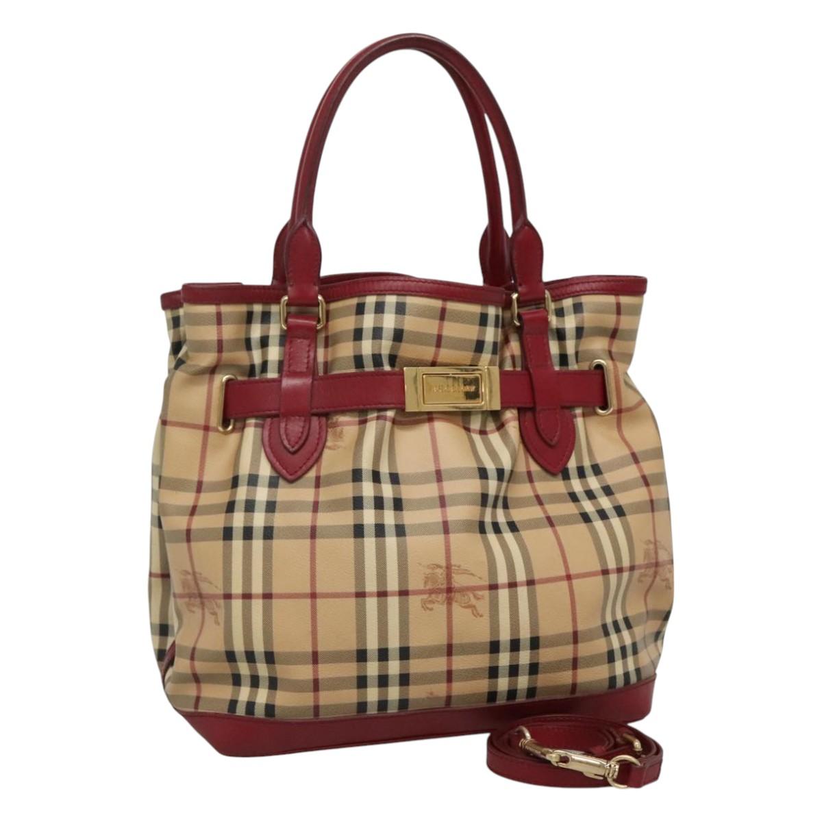 Burberry Haymarket Beige Canvas Handbag (Pre-Owned)