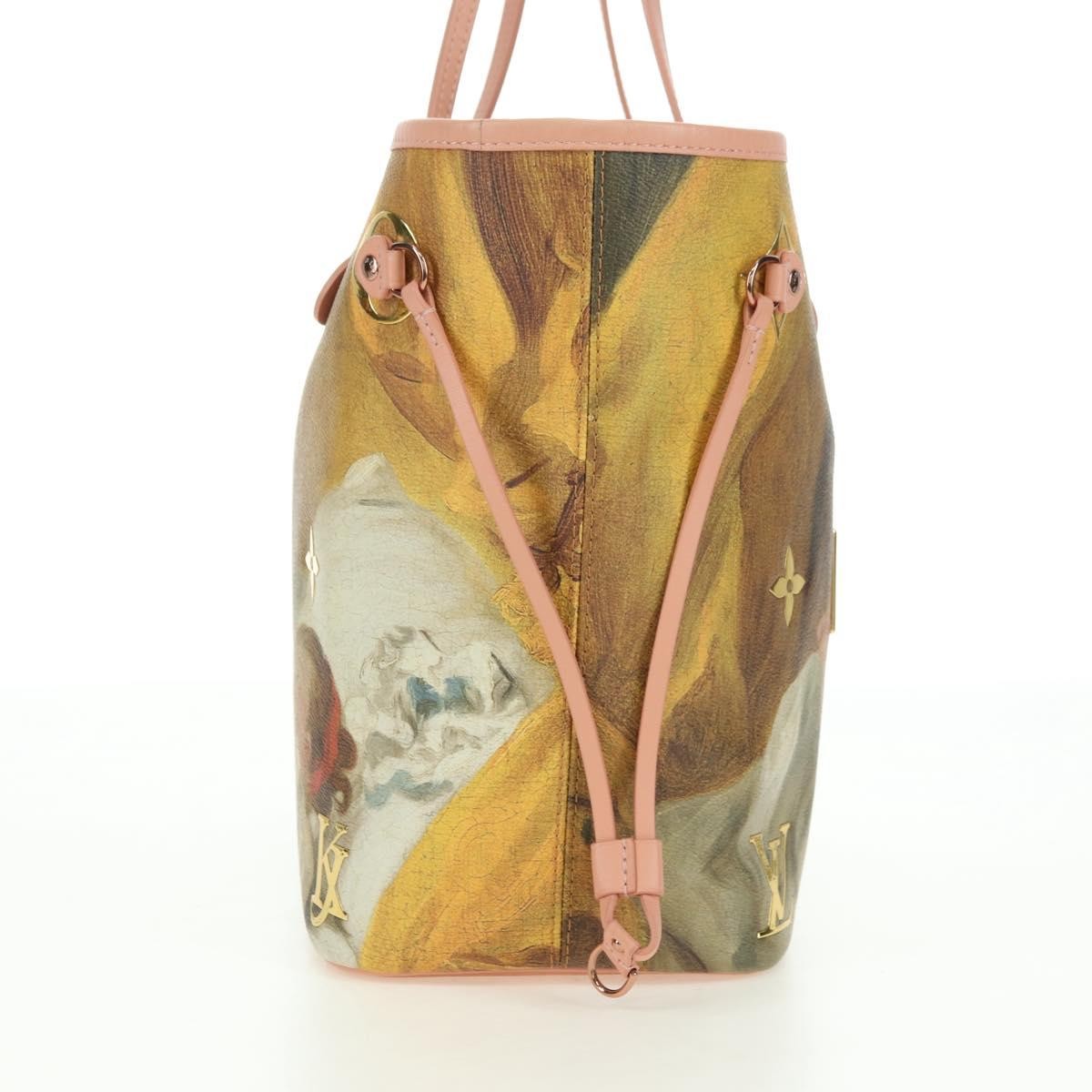 Louis Vuitton Neverfull Nm Limited Edition Jeff Koons Fragonard Print Canvas Pink Canvas Tote Bag Bag (Pre-Owned)